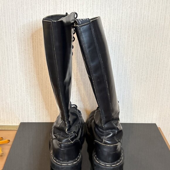 Gripfast Tall Combat Boots England Womens 8 Black Leather 20 Eye Steel Toe Derby - Picture 5 of 10